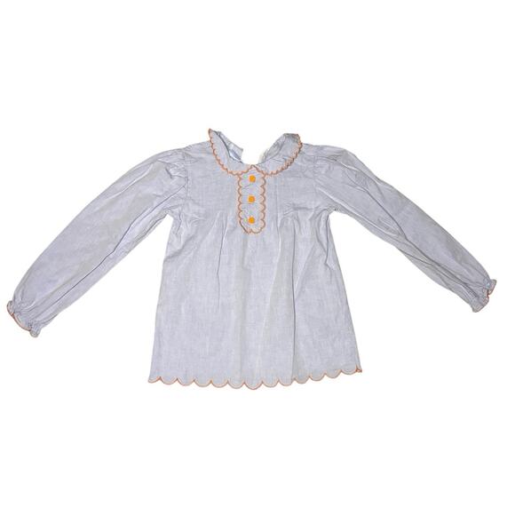 BELLA BLISS Long Sleeve Pima Scallop Collar Long Sleeve Blouse Size 8 - Picture 9 of 9